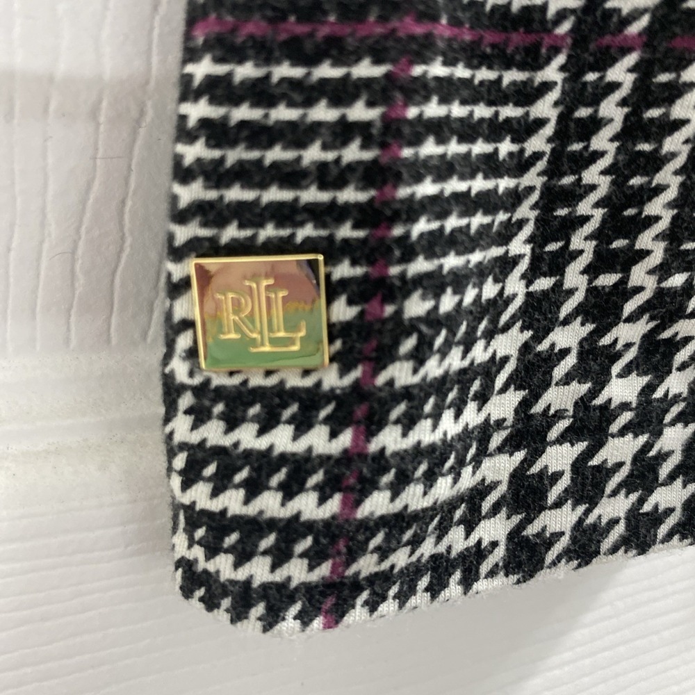 Lauren Ralph Lauren Top Women's XL Short Sleeve Mock Neck Houndstooth Pattern - Picture 4 of 4